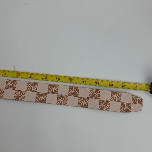 Steve Madden Logo Belt Double ring buckle Size Medium Creme Tan Gold - Picture 9 of 11